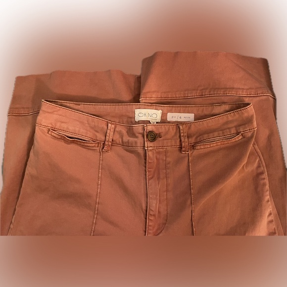 CHINO by Anthropologie Terracotta Wide Leg High Rise Pin-tucked Pants 6P - Picture 5 of 5